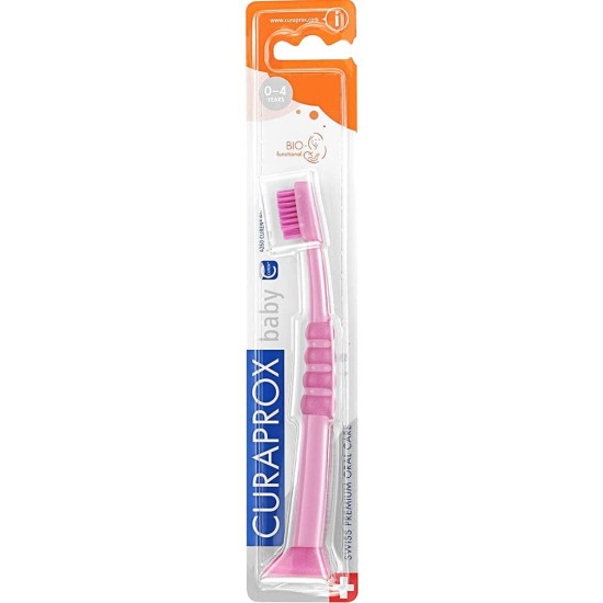 Escova dental Curaprox baby rosa ou verde 1 unidade 0 a 4 anos